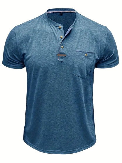 T-shirt elegante con colletto rotondo e tasca