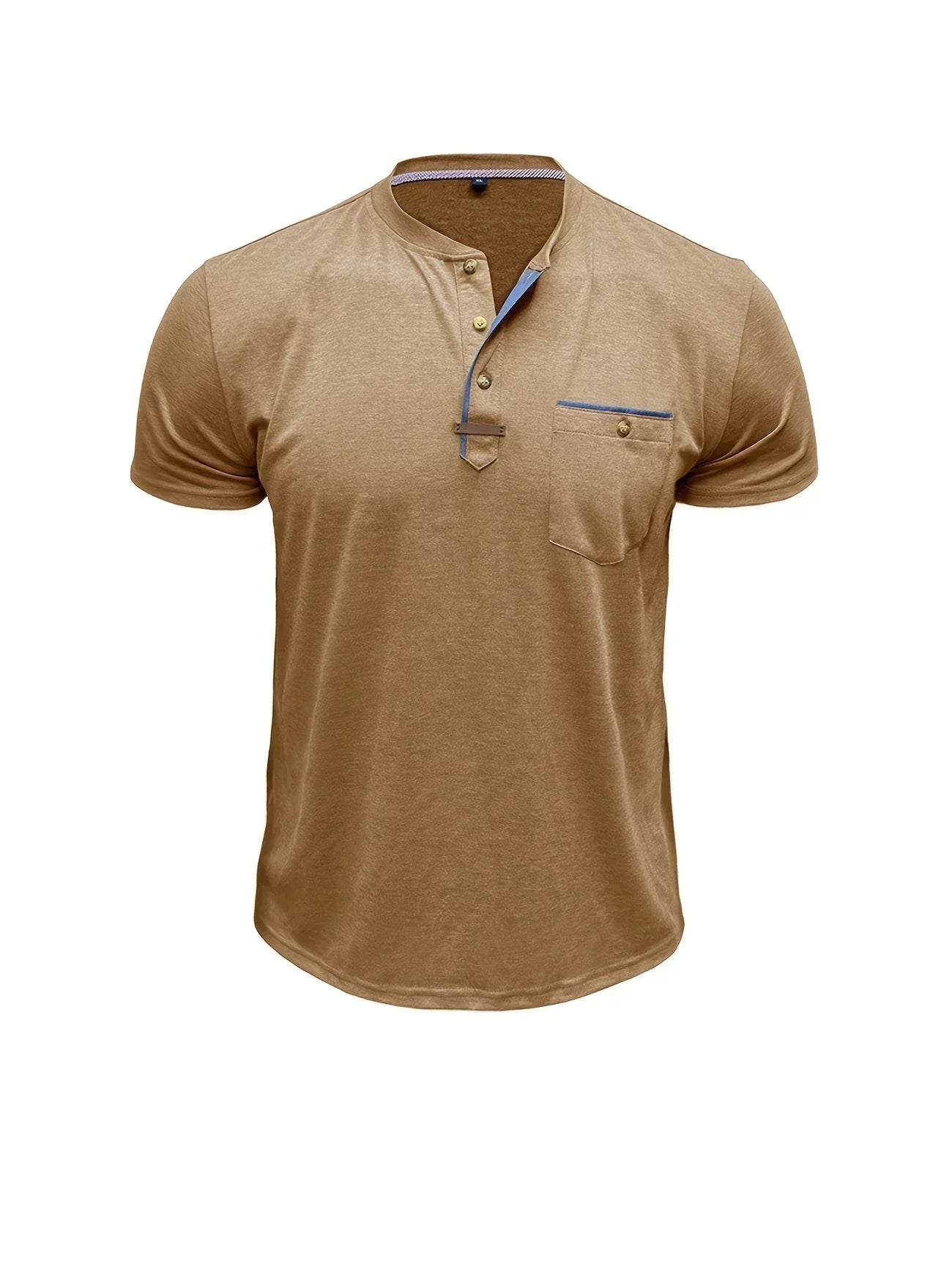 T-shirt elegante con colletto rotondo e tasca