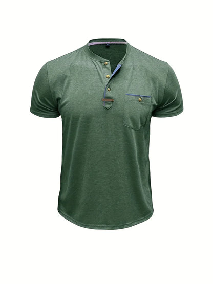 T-shirt elegante con colletto rotondo e tasca