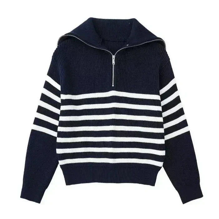 Maglione a righe con zip