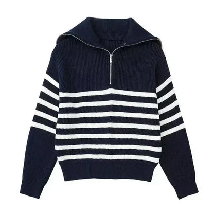 Maglione a righe con zip