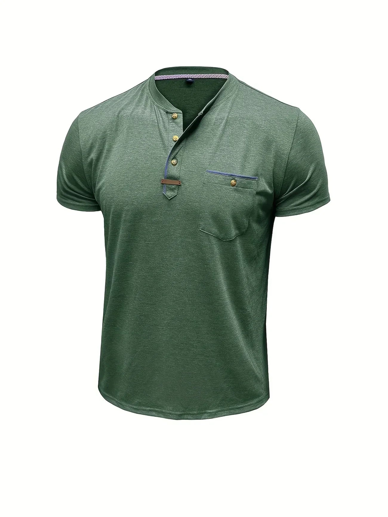 T-shirt elegante con colletto rotondo e tasca