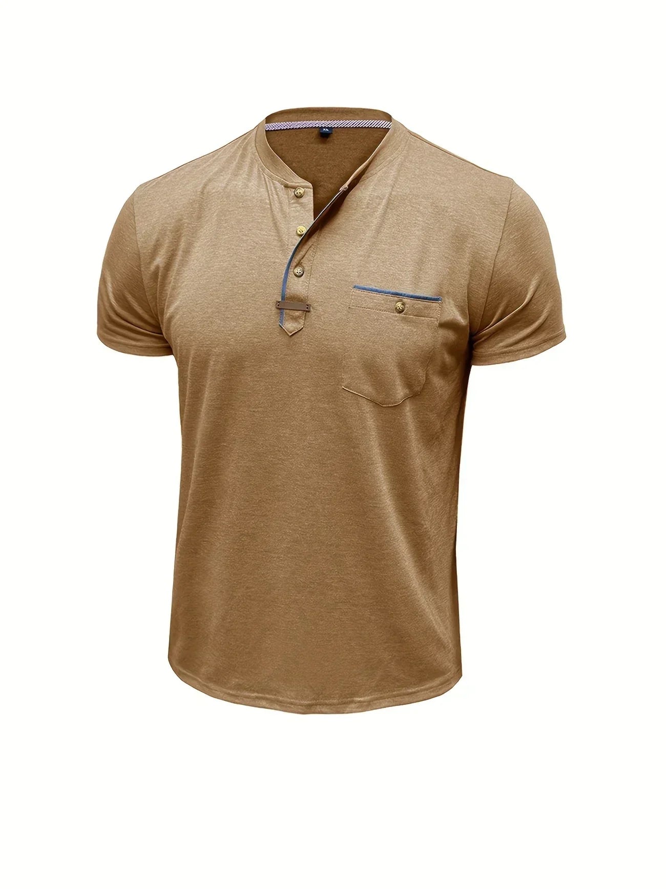 T-shirt elegante con colletto rotondo e tasca