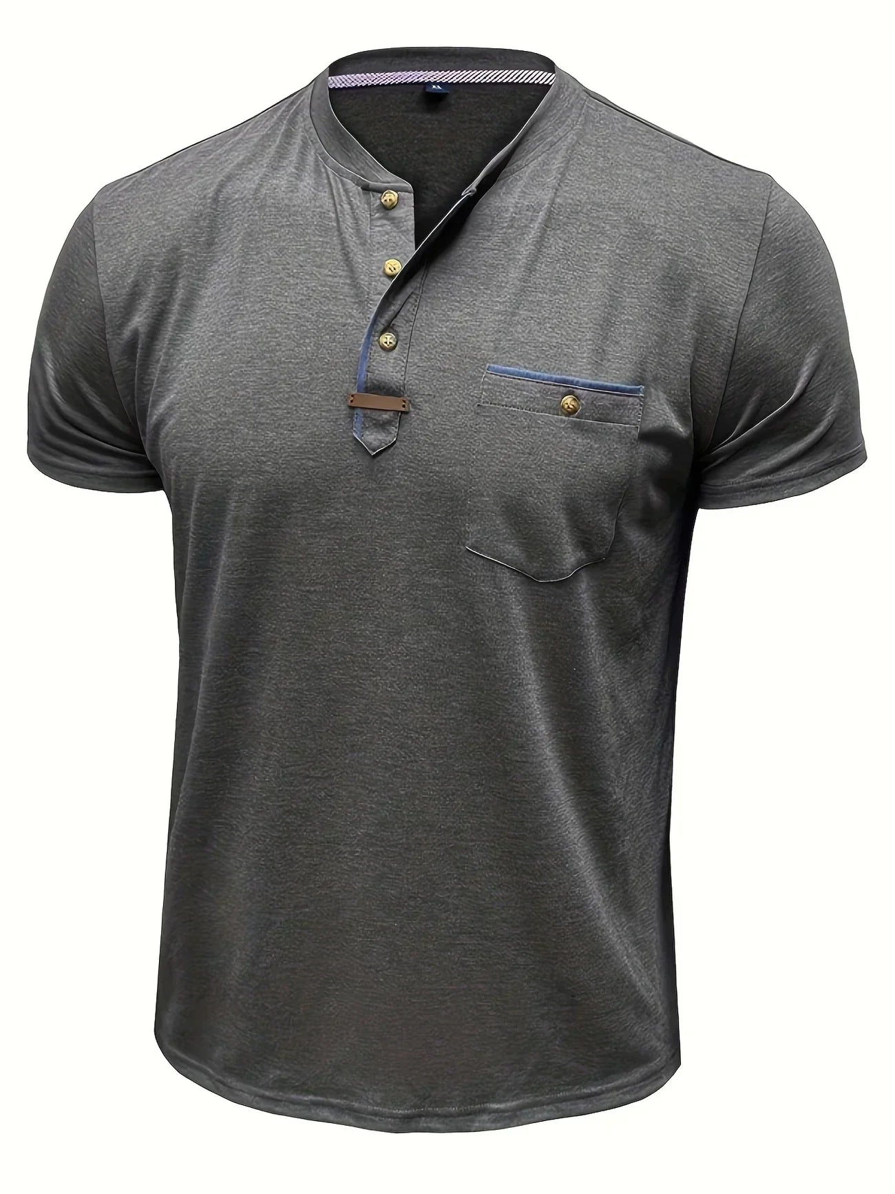 T-shirt elegante con colletto rotondo e tasca